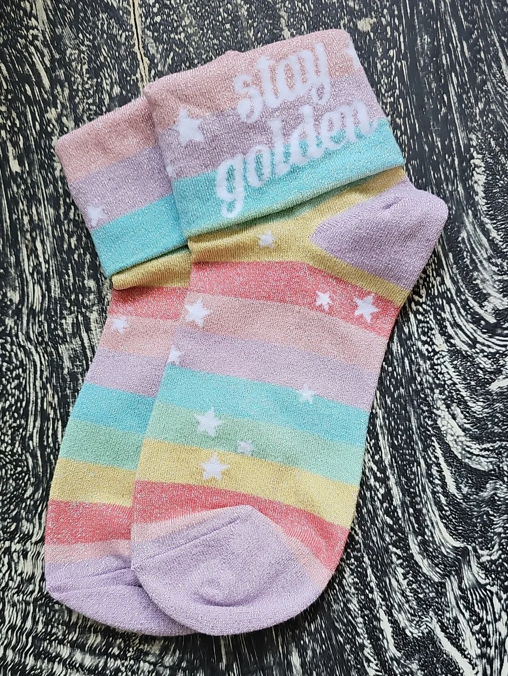 Sparkly Rainbow Socks -Stay Golden